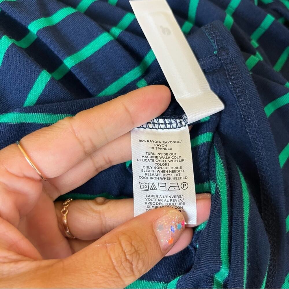 LOFT Navy and Teal Striped Maxi Dress - Picture 8 of 8